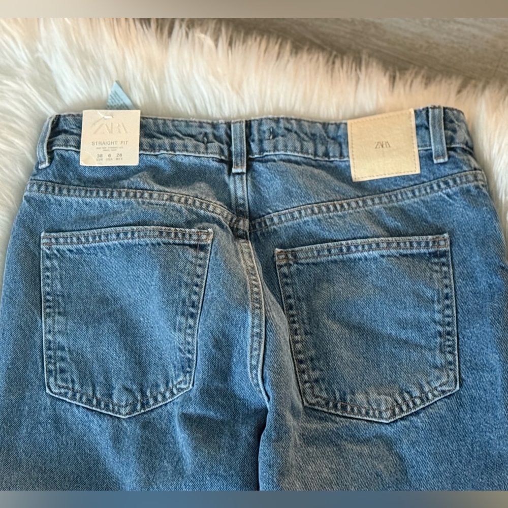 NWT Zara Straight Leg Light Blue Denim 6 - Picture 4 of 4